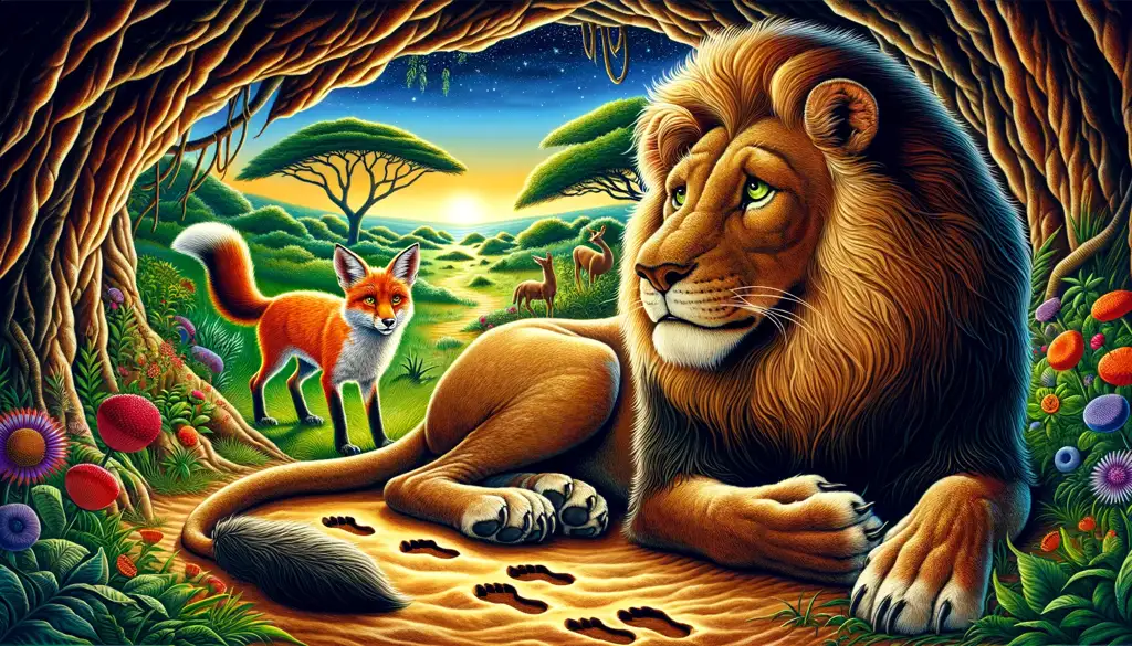 El León Enfermo y el Zorro en inglés y español